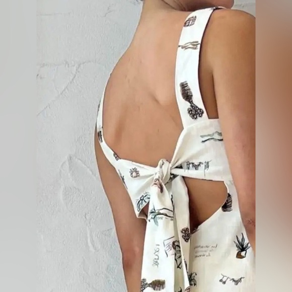 Full Size Printed Square Neck Tie Back Maxi Dress Plus Size - Picture 3 of 6